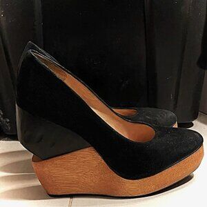 Super Cute ALL SAINTS Black Leather Platform Shoes  Size 10 $250